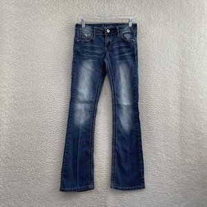 Y2K 2000s Angels Stretch Dark Wash Low Rise Bootcut Flare Jeans Women 00 0 23 24